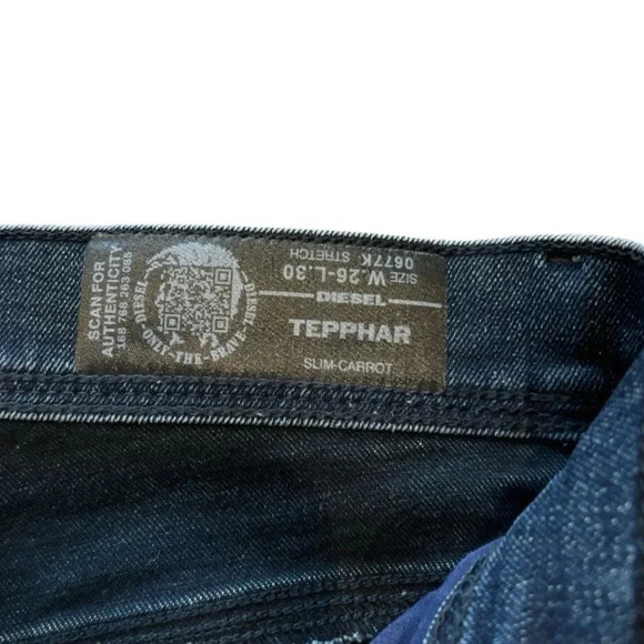 DIESEL Jeans Mens 26 x 30 Distressed Tepphar Slim Carrot Stretch Denim EUC - Picture 5 of 8